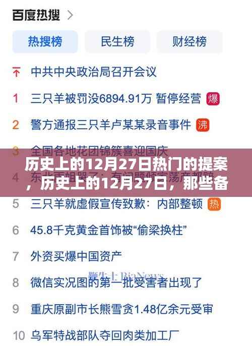历史上的12月27日,备受瞩目的提案时刻回顾