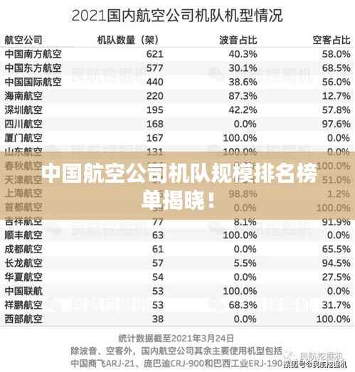 中国航空公司机队规模排名榜单揭晓!